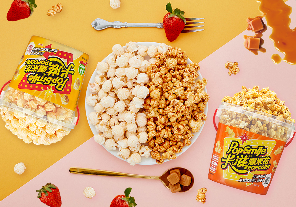 草莓季到來，人氣小粉紅水果天王草莓與煉乳相遇的「草莓妞妞」，酸甜莓果搭上甜蜜焦糖，宛如觸動如戀人般的心動滋味！(圖片提供/卡滋爆米花)